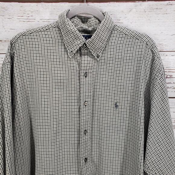 Ralph Lauren Men's Black Gray 100%Cotton Blaire Long Sleeve Shirt Size Large - Picture 2 of 14